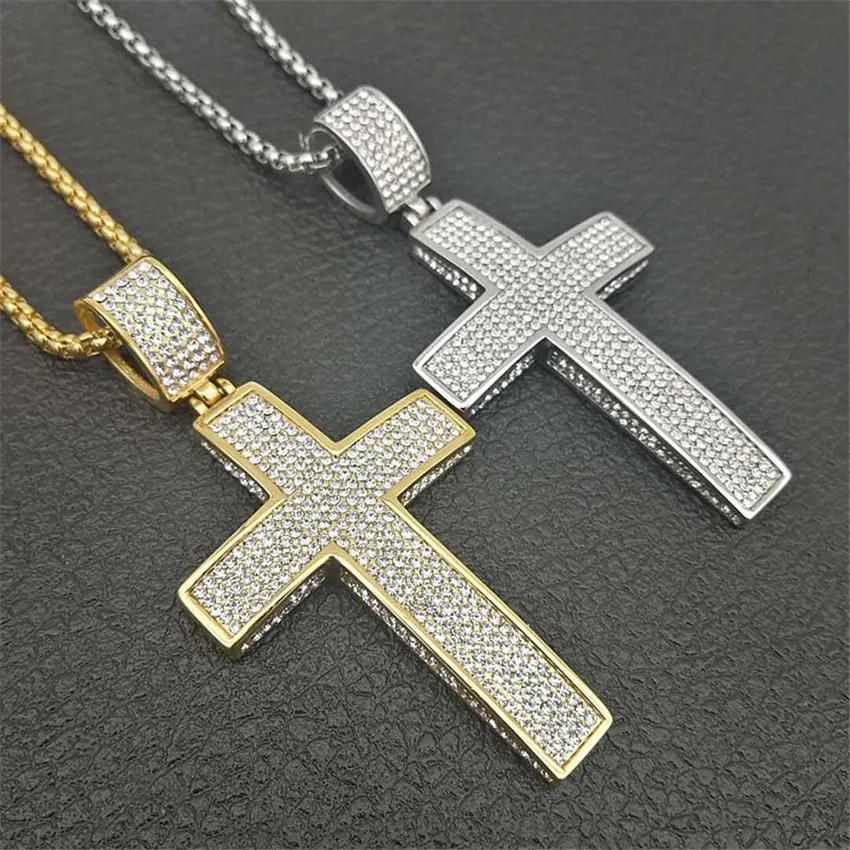 【クーポン利用で11430円】 【クーポン利用で11430円】 ペンダント ネックレス ステンレス クロス 十字架 メンズ 男性 ヒップ ホップ アイス アウト キラキラ 大 スチール キリスト ジュエリー 宗教的 XL1134