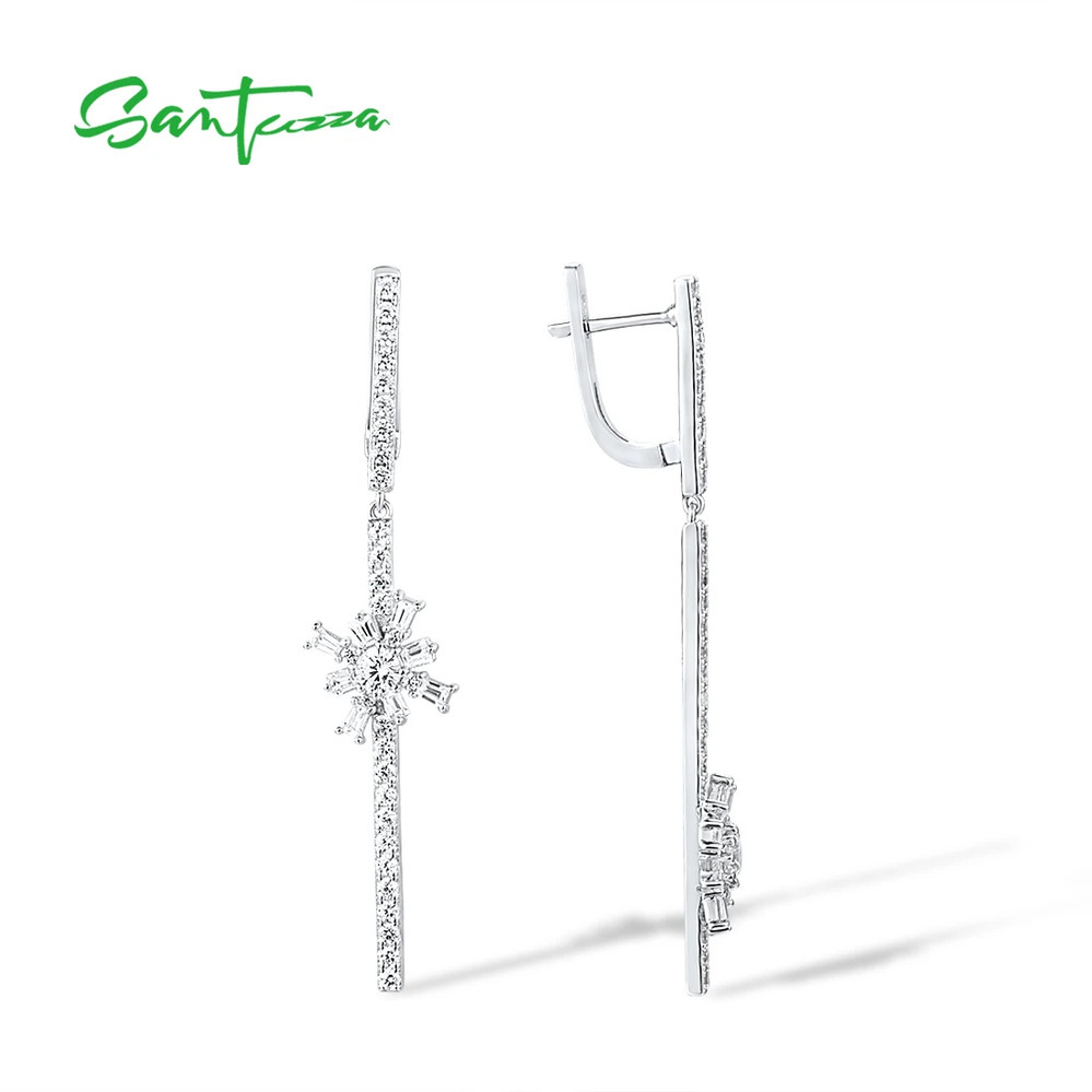 【クーポン利用で10770円】 ピアス 白 ホワイト 花 フラワー ジルコニア シルバー ピック リング ロング 揺れる レディース 925 スターリング|FineJewelrys