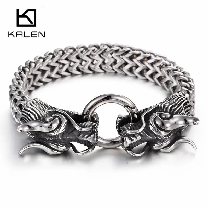 【クーポン利用で9290円】 【クーポン利用で9290円】 ブレスレット 動物 アニマル ステンレス ゴールド ドラゴン チェーン 喜平 メンズ ヘッド チャーム カラー 316 スチール ハイ ポリッシュ ジュエリー
