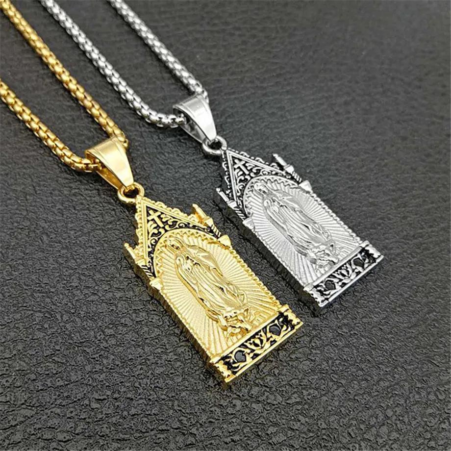 【クーポン利用で9050円】 【クーポン利用で9050円】 ペンダント ネックレス ステンレス ゴールド チェーン マリア レディース ヒップ ホップ アイスド アウト バージン カラー スチール キリスト ジュエリー マドンナ