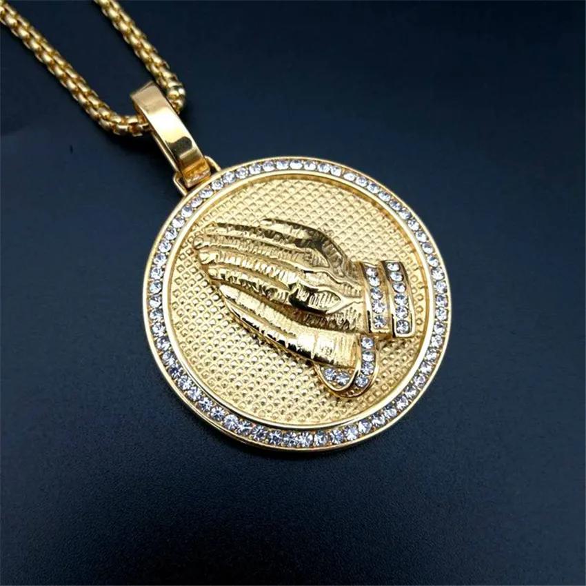 【クーポン利用で8860円】 【クーポン利用で8860円】 ペンダント ネックレス ジルコニア ステンレス ゴールド チェーン ラウンド ピック メンズ アイスド アウト プレイ ハンド スチール カラー キラキラ キュービック ジルコン ヒップ ホップ ジュエリー F