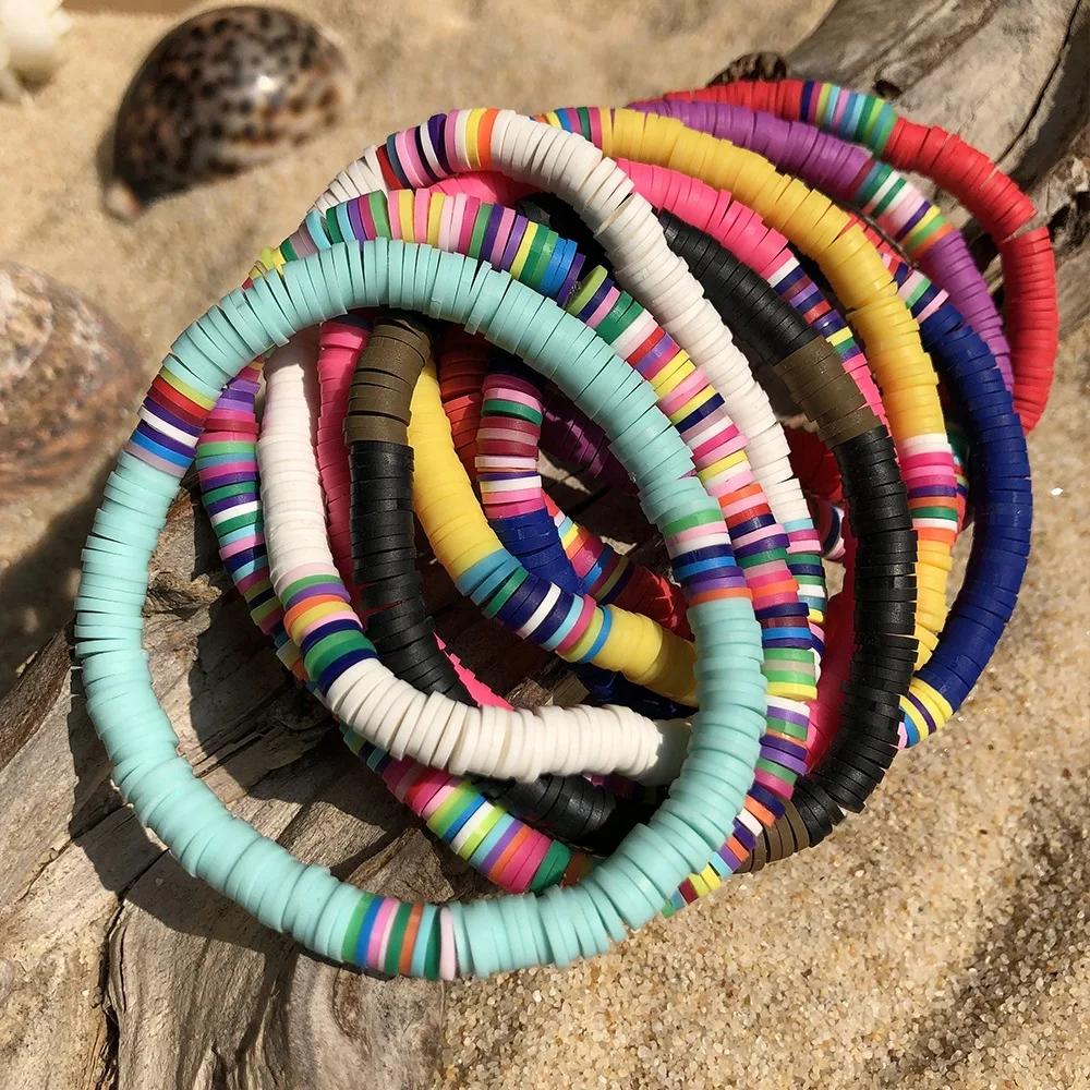 【クーポン利用で3550円】 ブレスレット レインボー リング レディース BOHO ハンドメイド シリコン チャーム ボヘミアン 虹 ストリング ミックス カラー ファッション Y2K ジュエリー