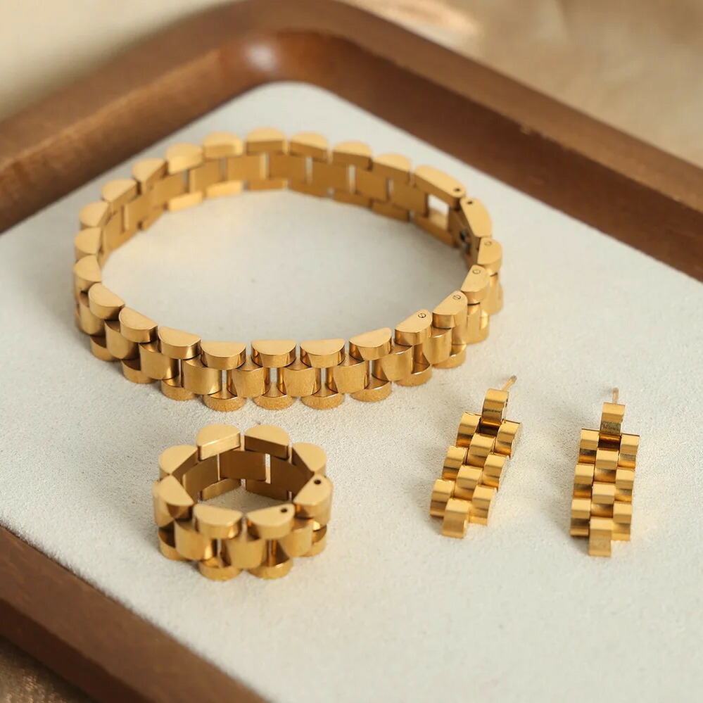 【クーポン利用で7340円】 ピアス 指輪 リング ブレスレット レディース ユニーク ファッション ジュエリー ジオメトリ 時計 ウォッチ セット パーソナライズ ミニマリスト
