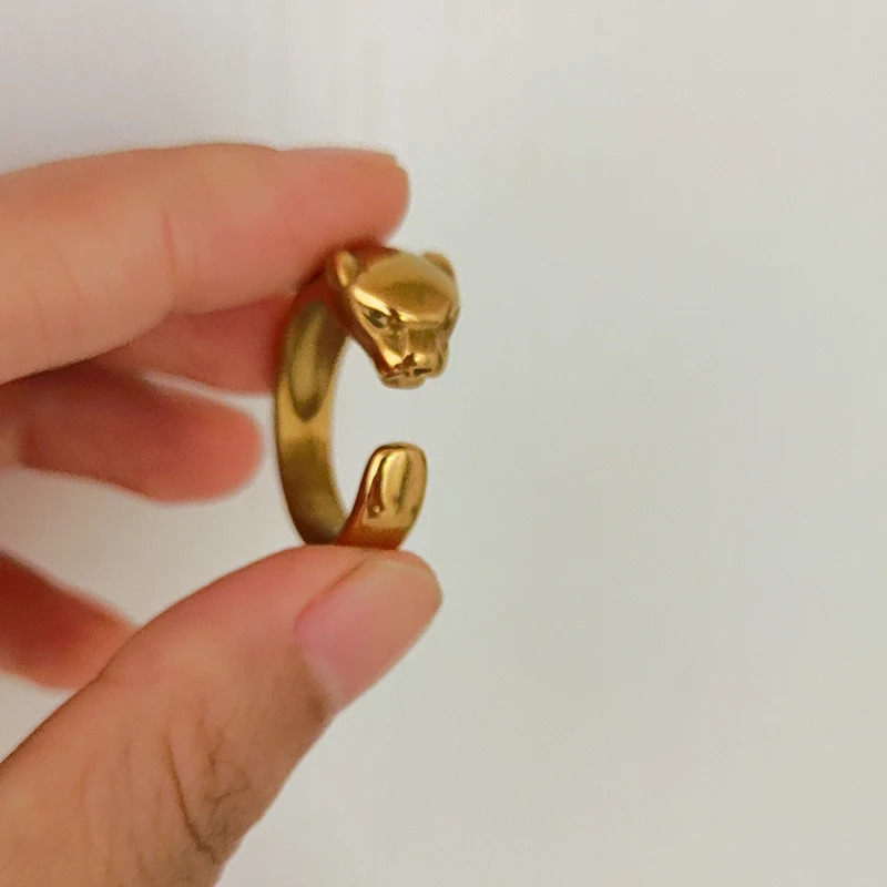【送料無料】 】 指輪 リング 動物 アニマル ステンレス シンプル レディース パンサー オープン スチール かわいい ジュエリー 防水 非 ターニッシュ 新しい