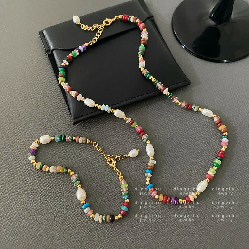 【クーポン利用で7800円】 【クーポン利用で7800円】 ネックレス ストーン ビーズ レディース カラフル ナチュラル ボヘミア ホリデー ハンドメイド 夏 サマー エレガント ジュエリー