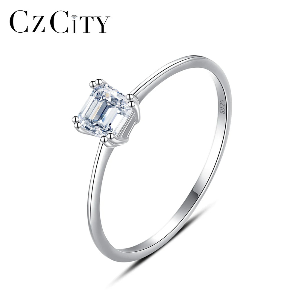 【送料無料】 】 指輪 リング ジルコニア シルバー スクエア ピック レディース アッシャー カット 925 CZ スモール かわいい 四角 キュービック ジルコン オリジナル 指 フィンガー バンド クラシック トレンド ジュエリー