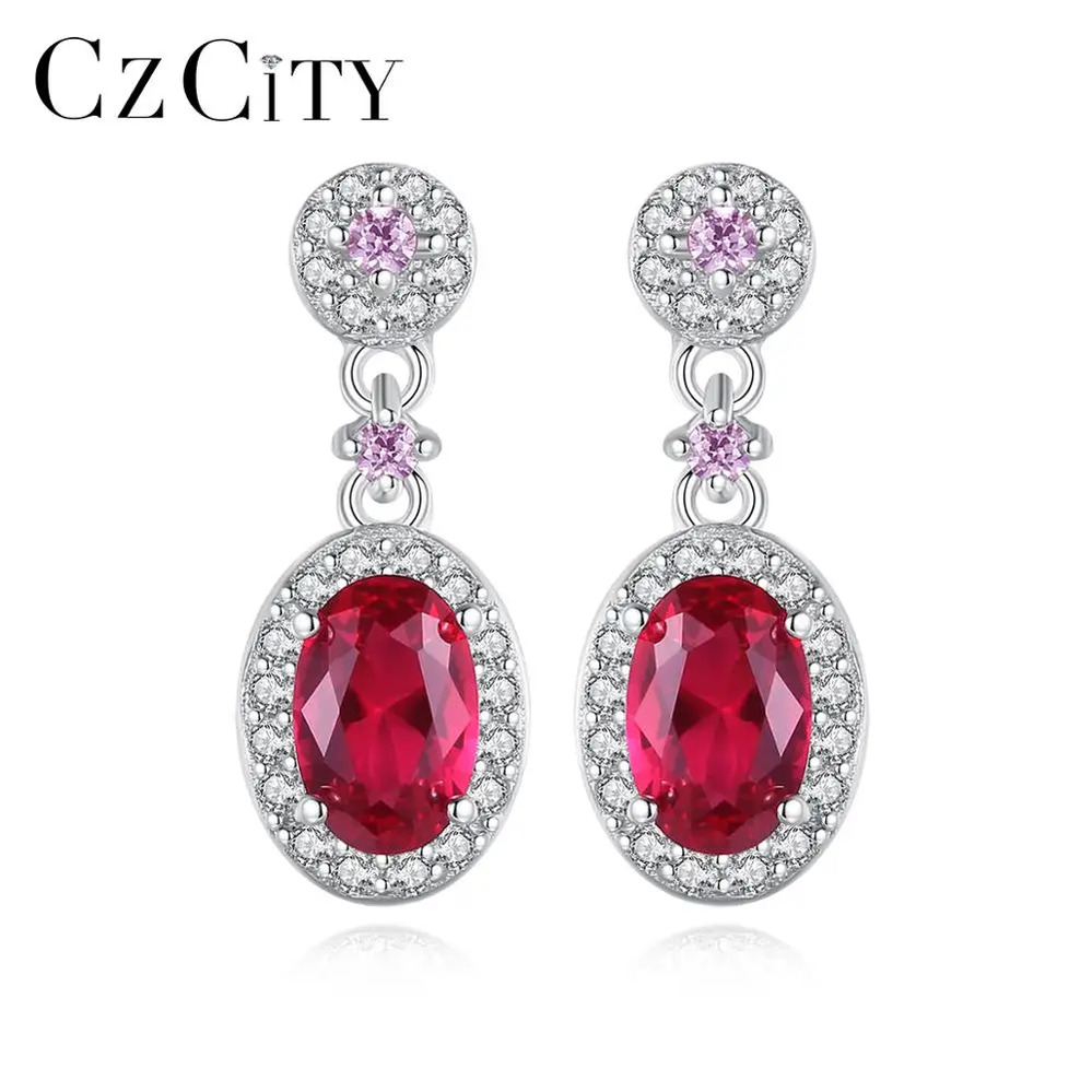 【クーポン利用で9330円】 【クーポン利用で9330円】 ピアス ブライダル 赤 レッド シルバー ドロップ リング レディース ジェム 結婚式 ウェディング ルビー 925 スターリング ファイン ジュエリー 婚約 クリスマス ギフト 7,569円