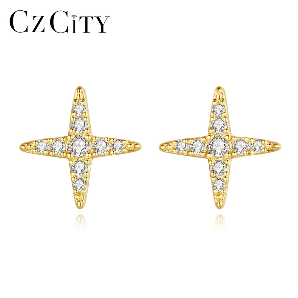【クーポン利用で8260円】 【クーポン利用で8260円】 ピアス ジルコニア ゴールド シルバー クロス ピック リング 星 レディース 新しい ファッション 925 スターリング スタッド ファイン ジュエリー キュービック ジルコン スター ギフト