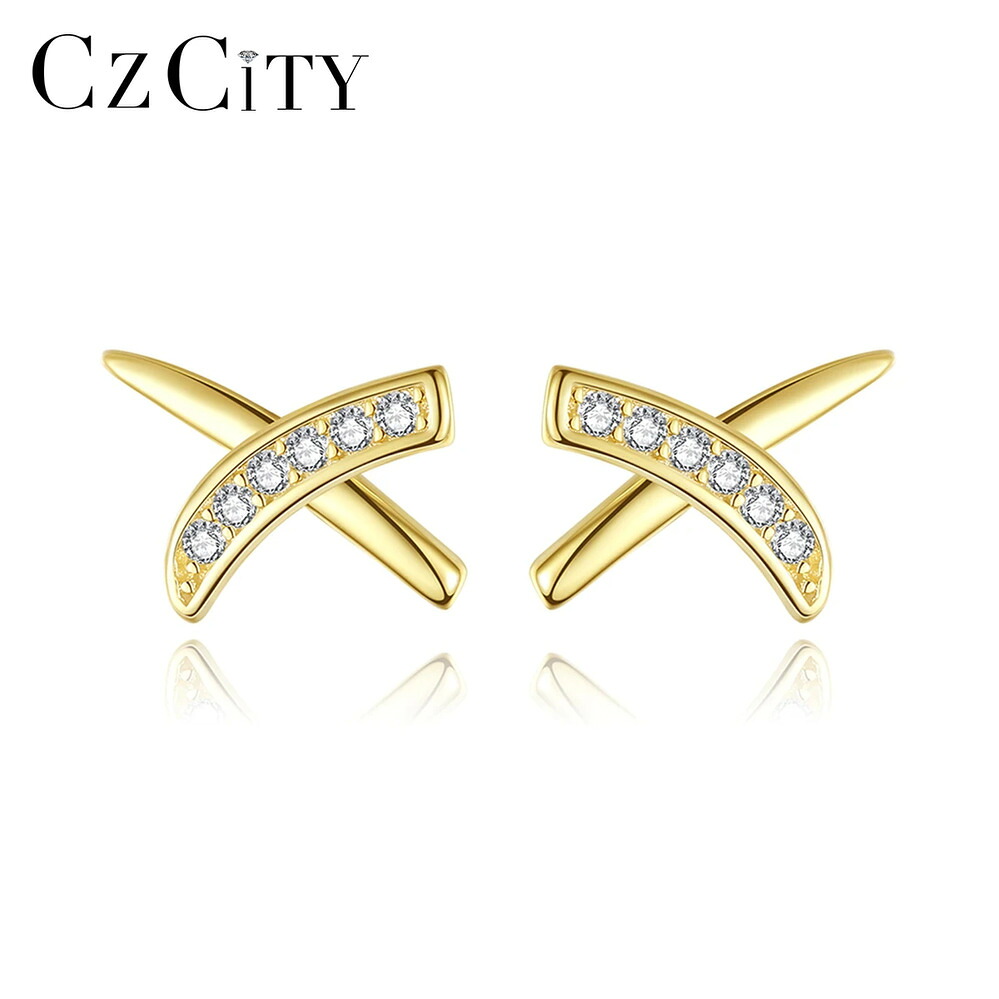 【クーポン利用で8260円】 【クーポン利用で8260円】 ピアス ゴールド シルバー リング X レディース 新しい ファッション レター スタッド 925 スターリング ファイン ジュエリー CZ プレート キッズ パーティ クリスマス ギフト