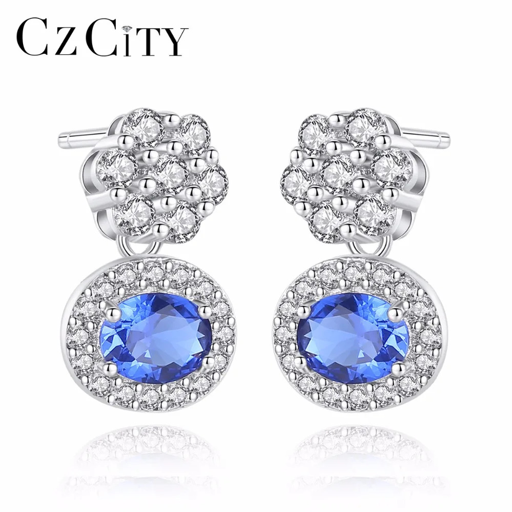 【クーポン利用で8270円】 【クーポン利用で8270円】 ピアス 白 ホワイト 花 フラワー ジルコニア 青 ブルー シルバー オバール リング レディース 新しい トパーズ スタッド ソリッド ミニチュア ジルコン 925 スターリング ファイン ジュエリー
