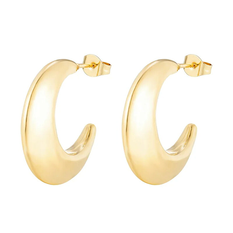 【クーポン利用で4910円】 【クーポン利用で4910円】 ピアス ステンレス ビンテージ ゴールド フープ レディース カラー C字型 スチール ハーフ ジュエリー フリー