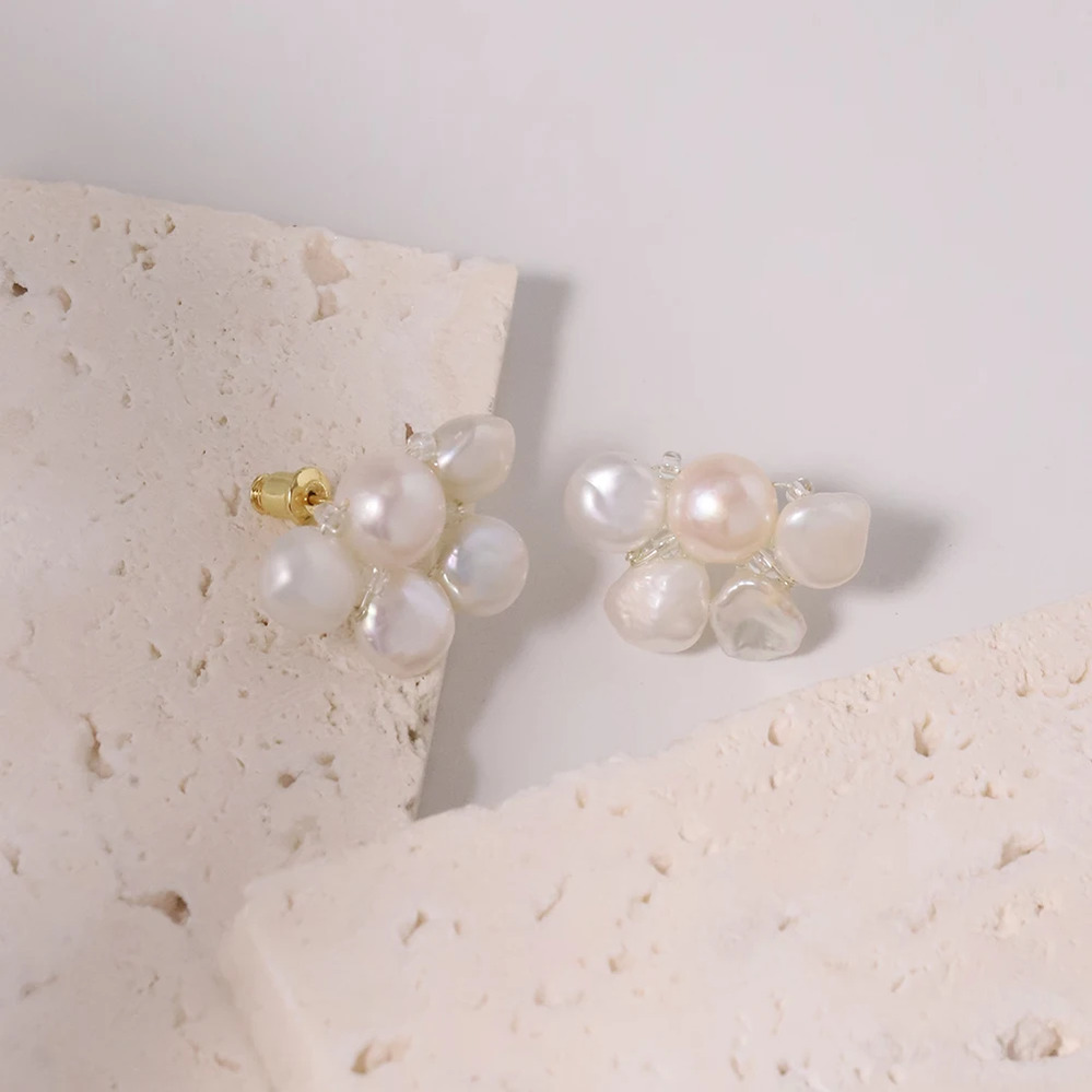 【送料無料】 】 ペンダント ピアス 花 フラワー パール レディース スタブ 1 バロック クラスター