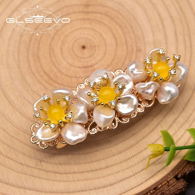 【送料無料】 】 ヘアピン 花 フラワー パール レディース ハンドメイド 空 スカイ ガール パーティ 結婚式 ウェディング トパーズ ヘッドドレス ヘアー オーナメント