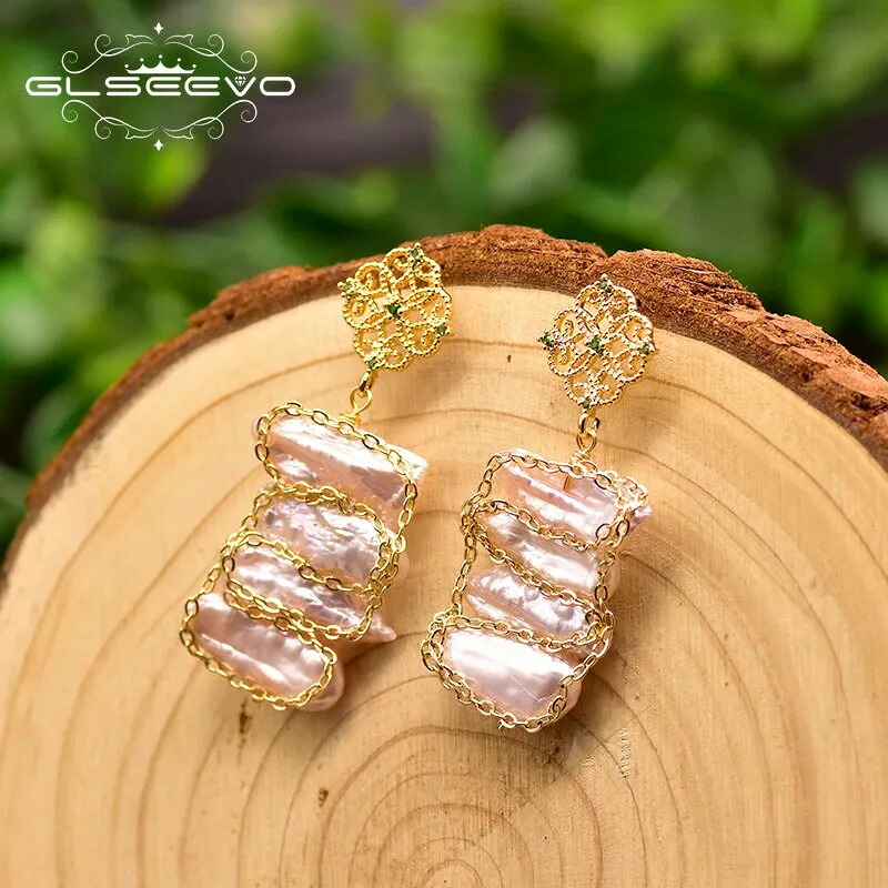 【クーポン利用で11070円】 ピアス ピンク パール 韓国 レディース ナチュラル 淡水 バロック 結婚式 ウェディング ジュエリー ハンドメイド アクセサリー｜FineJewelrys