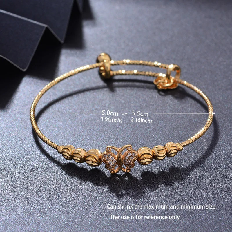 【送料無料】 】 バングル ブレスレット 蝶 バタフライ インセクト アフリカ ゴールド 昆虫 レディース 4個 24K アラブ カラー キッズ チルドレン ジュエリー ニューボーン 赤ちゃん ベイビー かわいい ギフト