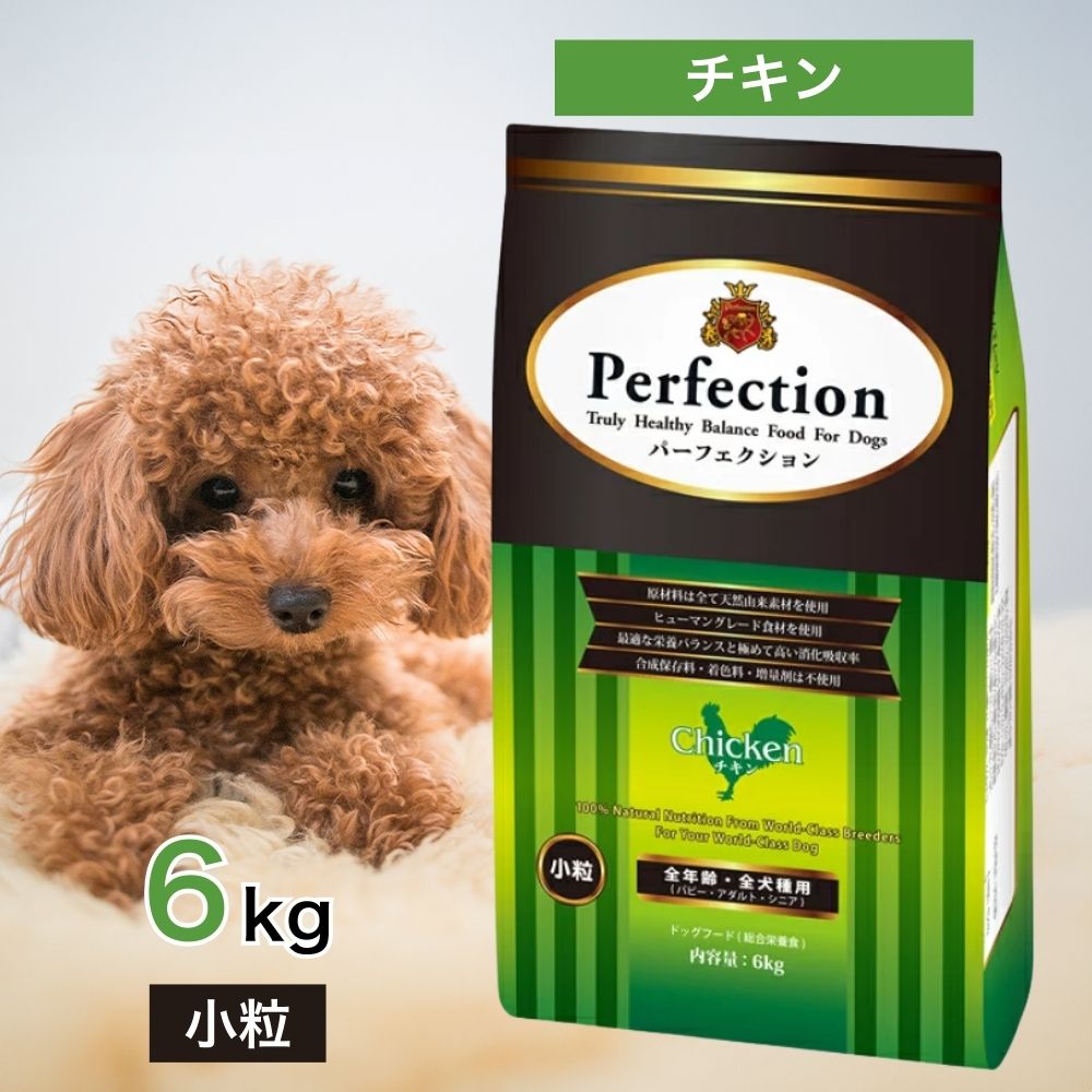 【2第四次元押さえる！早め者制覇10%OFF引き換え証散り散り中！】パーフェクション 意気地無し 素粒子 6kg 愛玩動物ボンネット ドッグフード 餌 エサ 犬 犬ころ 幼犬 成犬 老いらく犬 年がしら 不生き生きした犬 消化風琴の弱った犬 全年歯 全犬種 用 ヘルシー 100％生まれながら原料品 6キログラム