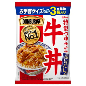 「セット販売」「グリコ」　ＤＯＮＢＵＲＩ亭３食パック牛丼　120ｇ×3袋×10個セット