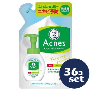 「セット販売」「ロート製薬」メンソレータム　アクネス　薬用ふわふわな泡洗顔　つめかえ用　140ml　36個セット