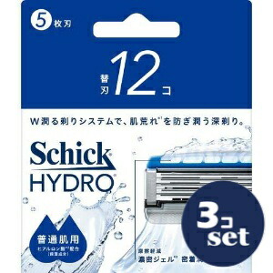 「セット販売」「シック」ハイドロ　普通肌　替刃　12個入　3個セット