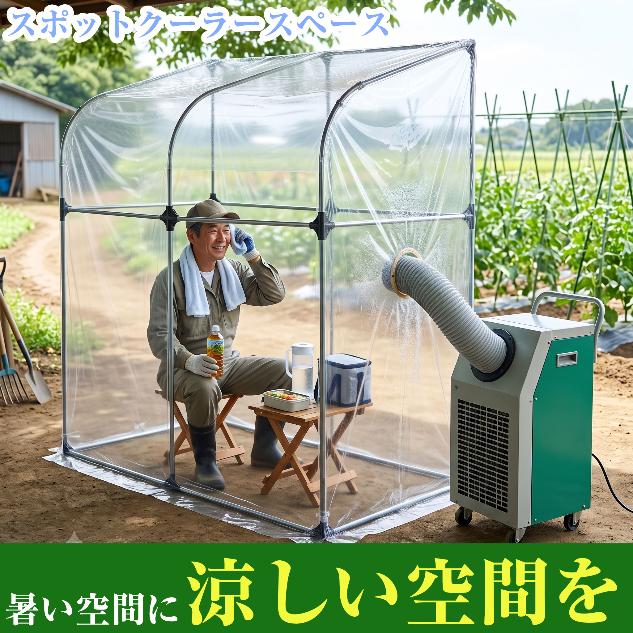 南栄工業 スポットクーラースペース SCS214T 簡易温室 スポットクーラー 冷却ブース 家庭菜園 ガーデニング ビニールハウス 熱中症対策|オーダーマット FMファクトリー