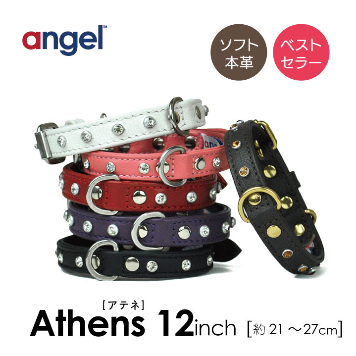 楽天市場 Angel アウトレット エンジェル Athens アテネ 16インチ 犬 首輪 本革 柔らかい ソフトレザー 小型 子犬 大型 中型 高級 おしゃれ かわいい イミテーションダイヤ Baby West