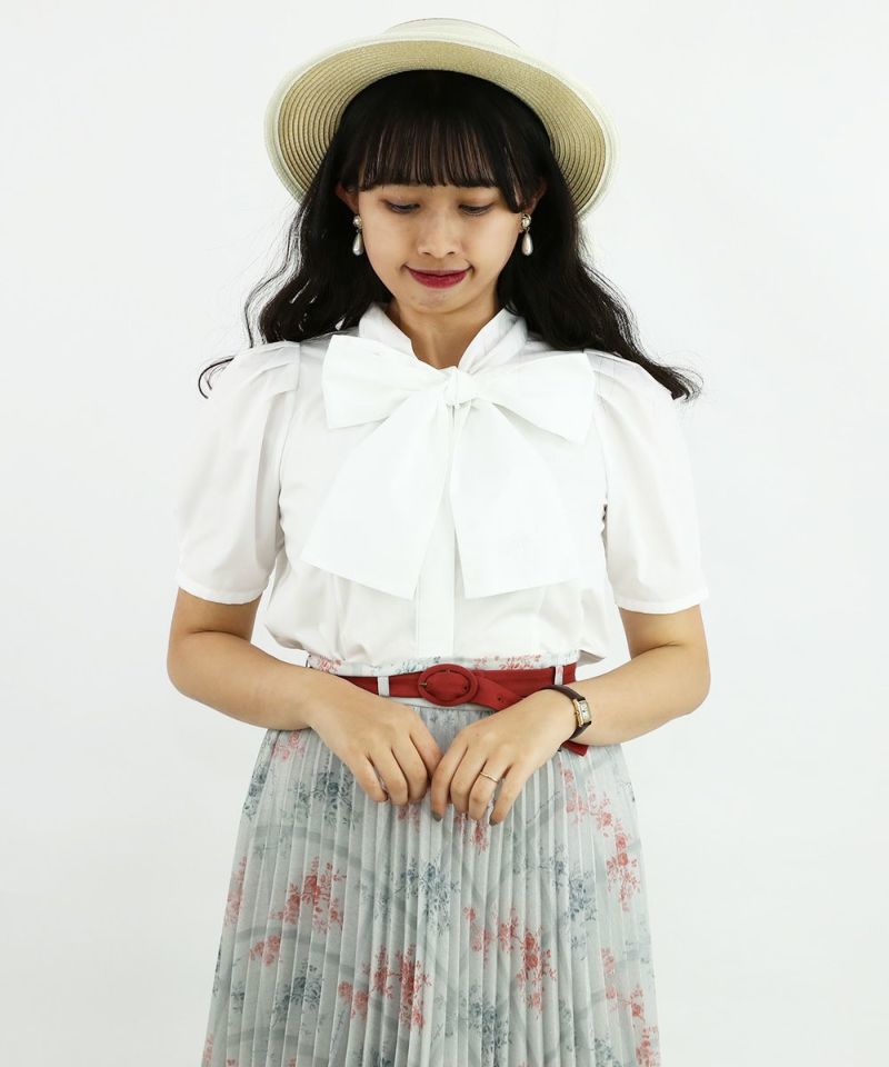 楽天市場】BPN / クロスチャームチェーン付き燕尾ブラウス ブラック