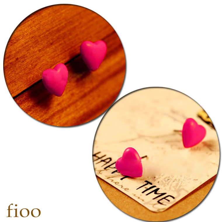 ハート 丸型モチーフ イヤリング おしゃれ スタッズピアス ピアス レディース ネオンカラー