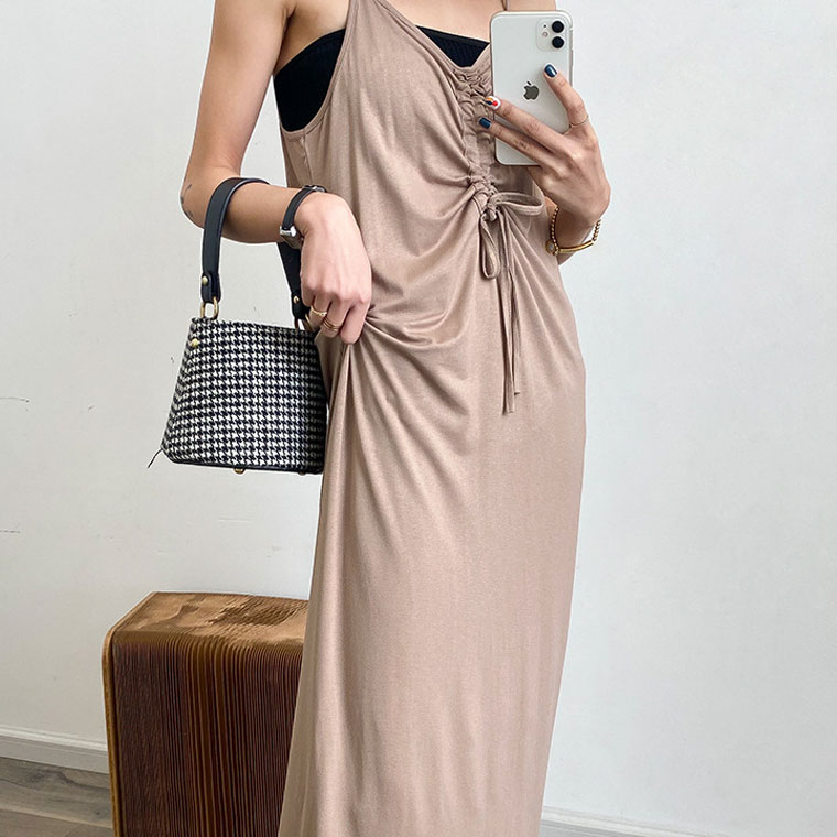 デザイン紐 マキシ丈 ボーダー柄 ロングワンピース サマーワンピース レディース ワンピース ロング丈 ボーダー