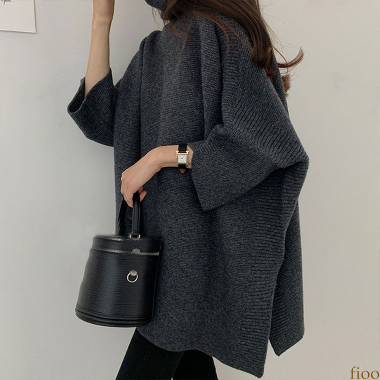 ニットハイネックドルマン ニット ハイネック ポケット ニットワンピース 大きいサイズ 3カラー レディース ロング