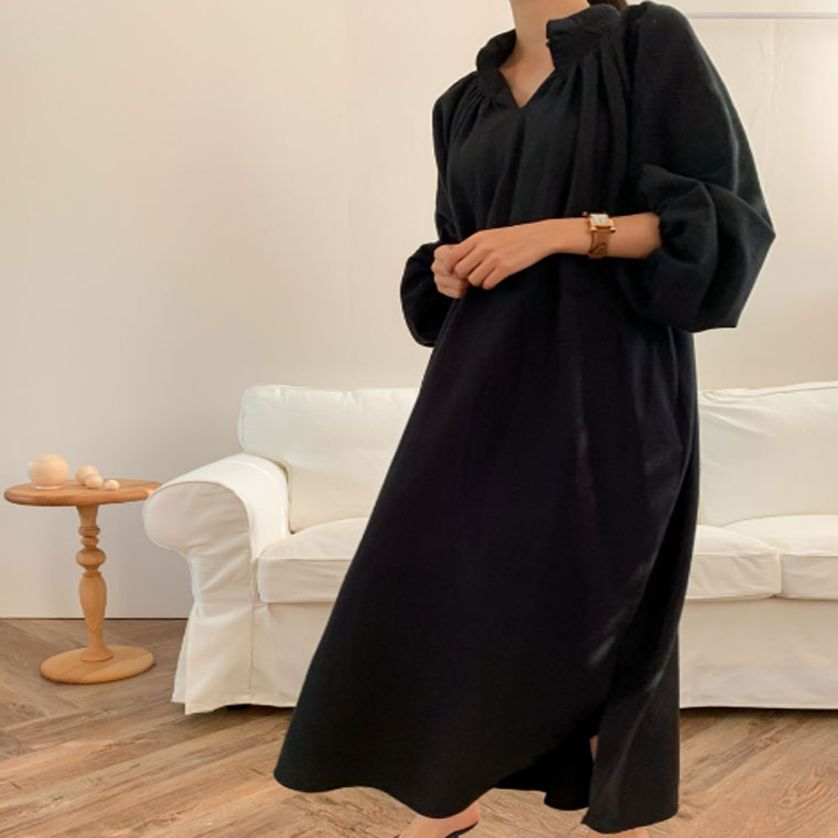 シャーリングスモックワンピース ロングシャツ アウター ロング ワンピース カジュアルロングシャツワンピ