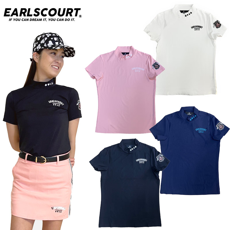 10%OFFクーポン(~7/27 10:00) LINE登録で500円OFF★ゴルフ モックシャツ レディス ワッペン半袖モックネック EC-GL004 冷感 吸汗速乾 ゴルフウエア 女性用|フィオーレスポーツ