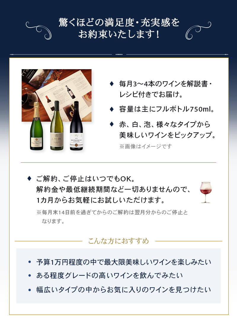 【頒布会】 ワイン セット 世界の本格ワインを毎月お届け！ ワイン 定期配送 10，000円コース 毎月3-4本セット 赤ワイン 白ワイン 白泡 セール中の割引商品