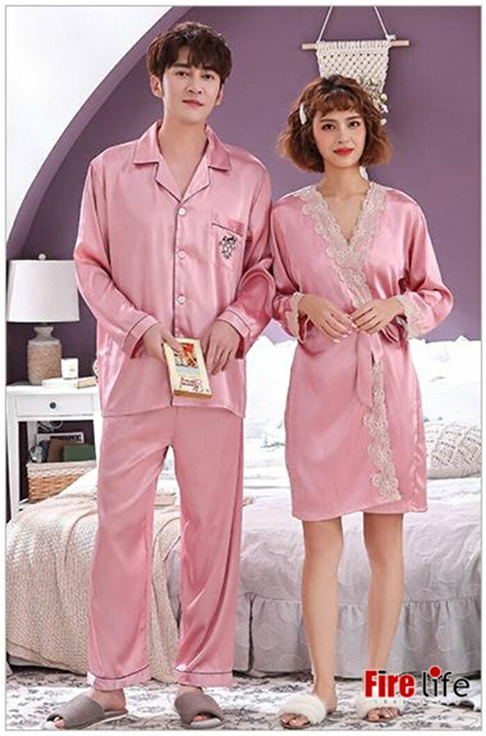 ペアパジャマ 長袖 冷感 夏用 パンツ ワンピース ナイトウェア ルームウェア セクシー レース カップル お揃い コットン お祝い プレゼント 部屋着 彼女 彼氏 夫婦 記念日 バント付き 送料無料 Butlerchimneys Com