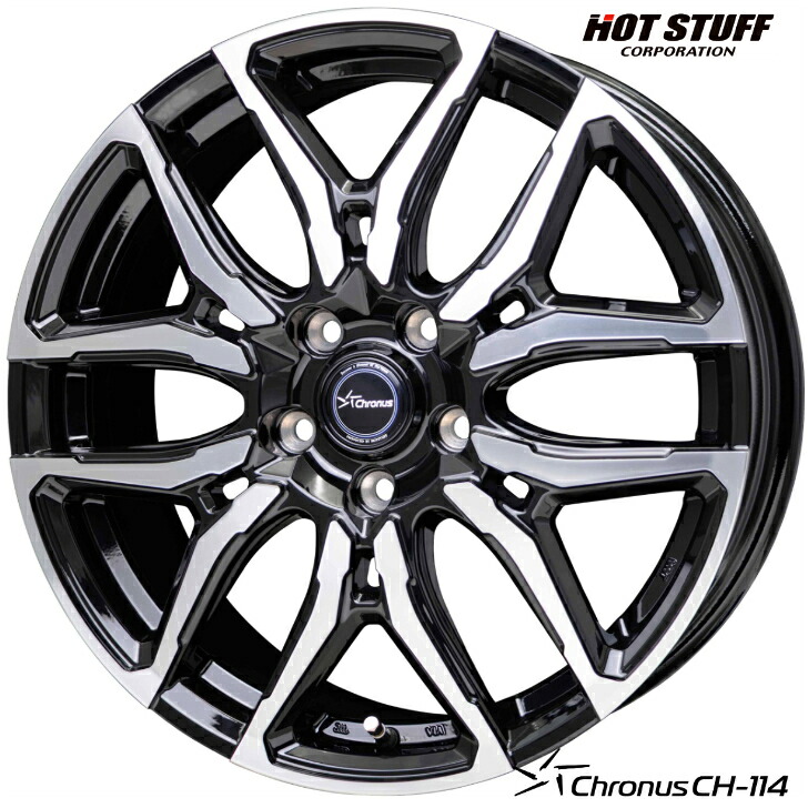 200系 クラウン19×7.0J インセット+38 5-114.3 ブラックポリッシュホットスタッフ クロノス CH-114 新品 ホイール 4本|ファーストセレクト