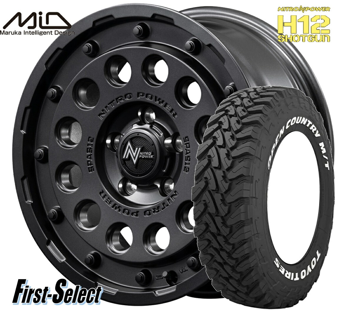 デリカD5 カスタムサイズアゲ系 ゴツゴツ系MID NITROPOWER H12 SHOTGUN16inch 7.0J +40 5H114.3バレルブラックTOYO オープンカントリーM/T225/75R16 ホワイトレタータイヤ & ホイール新品 4本|ファーストセレクト