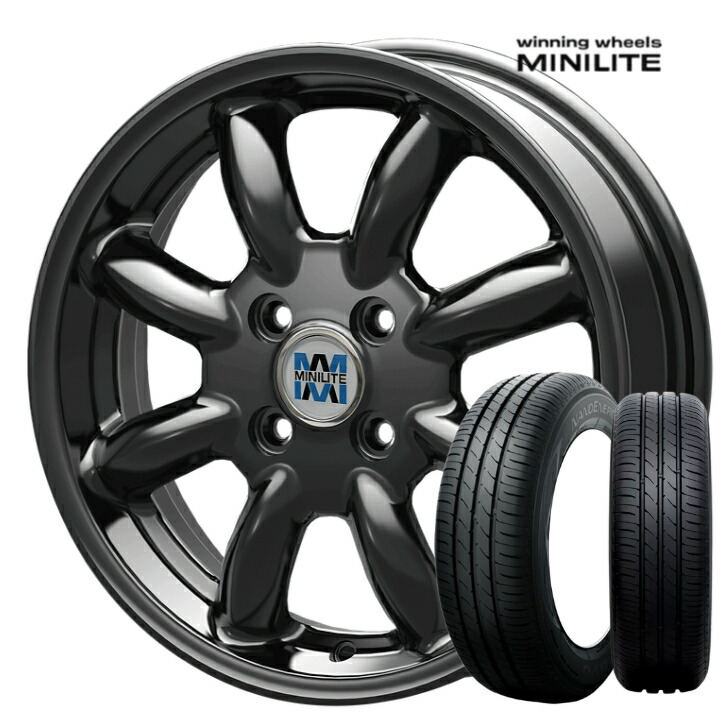 15×4.5J インセット +45 4-100 ホイール 4本MINILITE ミニライト KIT KOSEI ブラック 黒トーヨー ナノエナジー3 165/55R15 タイヤ 4本オッティ ekワゴン ワゴンR トッポ ライフ ミラ ムーブ|ファーストセレクト