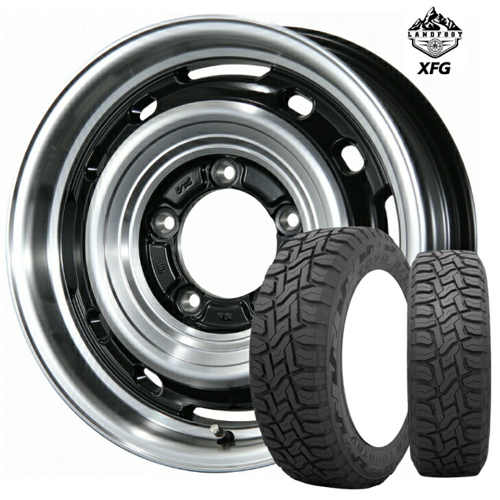 ジムニー / 新品 タイヤ ＆ ホイール 4本 ブラック 黒 16×5.5J インセット+20 5H139.7 ランドフット XFG オープンカントリー R / T 215/70R16 100Q トーヨー