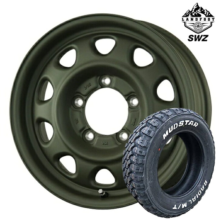 スズキ ジムニー JIMNY 新品 タイヤ ホイール16インチ 5.5J インセット+20 5H 139.7 4本 トピー ランドフット SWZ オリーブドラブマッドスター ラジアル M/T 215/70R16｜ファーストセレクト 85,910円