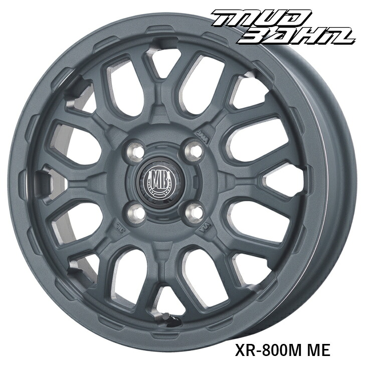 N-BOX N-ONE eKワゴン タント ムーヴ ウェイクNV100クリッパーリオ バモス エブリイワゴン14&times;4.5 インセット+45 4H 100 ホイール 4本インターミラノ マッドバーン XR-800M ME グレー｜ファーストセレクト