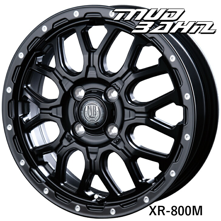 NT100 クリッパー ミニキャブバン ハイゼット スクラム12&times;4.00B インセット+42 4H 100 ホイール 4本インターミラノ マッドバーン XR-800M ブラック 黒｜ファーストセレクト