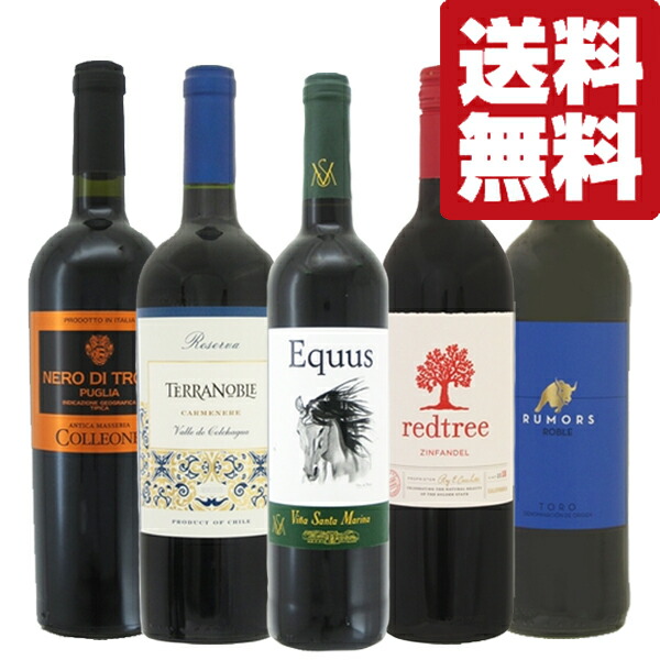 【送料無料・ワイン　飲み比べセット】　肉料理やチーズにぴったり！重みとコクが魅力的なフルボディ赤ワイン　750ml&times;5本セット(北海道・沖縄は送料+990円)｜お酒の専門店ファースト