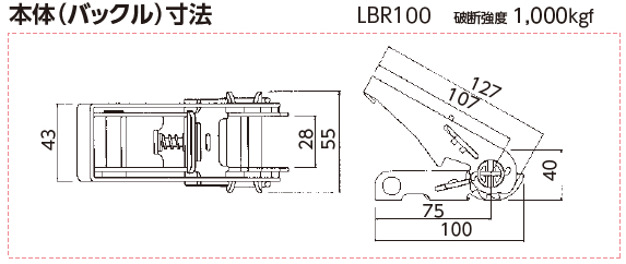 【楽天市場】OH(オーエッチ工業) 荷締機 ラッシングベルト LBR100 E45 ラチェットバックル 端末金具：エンドレス ベルト長さ：固定
