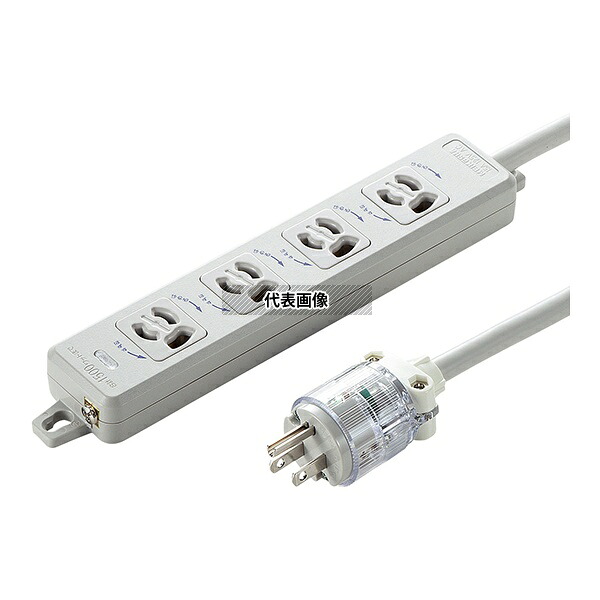 サンワサプライ TAP-HPM4-5W 医用接地プラグ付き電源タップ