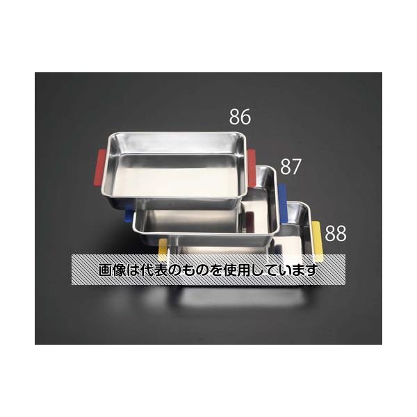 エスコ 445x293x64mm 取手付トレー(レッド/ステンレス製) EA508SH-86 入数：1個