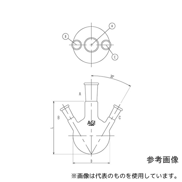 旭製作所 3110-1-5L3L 三ツ口フラスコ 1、000mL 29/42・19/38