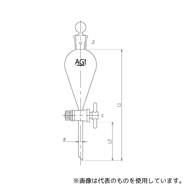 旭製作所 3710-200 スキーブ形分液ロート PTFEコック 200mL