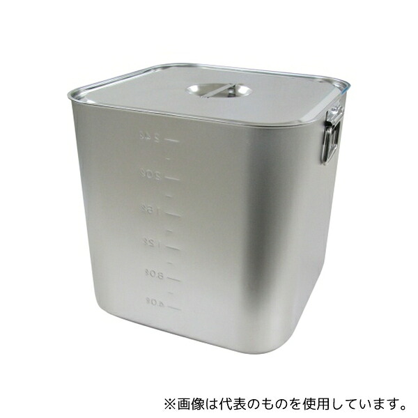 スギコ産業 SH-4230D 18-8 目盛付深型角キッチンポット(フタ付) 27L