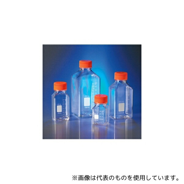 コーニング 431533 ストレージボトル角型 PET製1000ml 45mmオレンジキャップ付き、個別包装 1ケース(12個×2パック入)