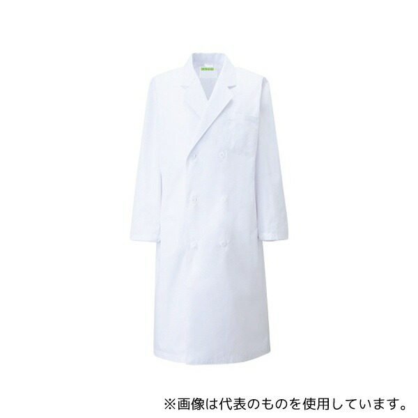 KAZEN 115-20 LL メンズ診察衣W型長袖 白 LL