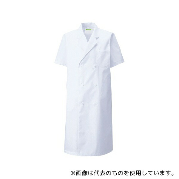 KAZEN 117-30 L メンズ診察衣W型半袖 白 L